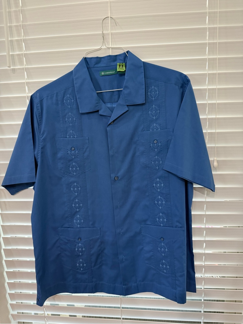 Cubavera Blue Short-Sleeve Guayabera Shirt xxl